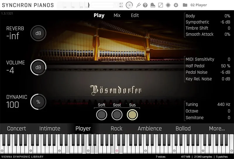 VSL Studio Pianos: Bösendorfer Imperial interface