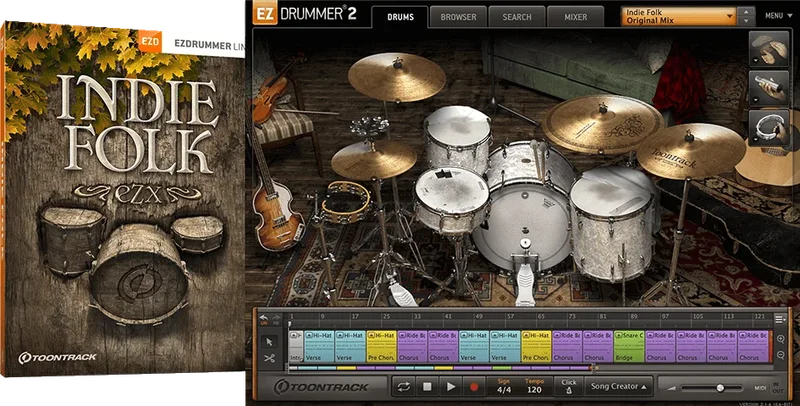 Toontrack EZX Indie Folk interface
