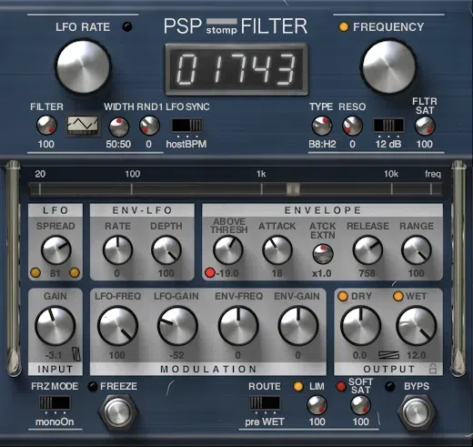 PSP Audioware StompFilter interface