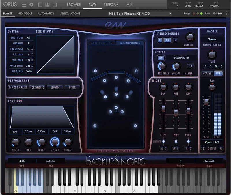 EastWest Sounds Hollywood Backup Singers interface
