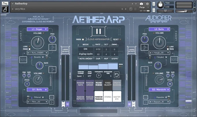 Audiofier AetherArp interface