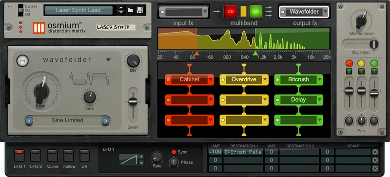 Reason Studios Osmium Distortion Matrix interface