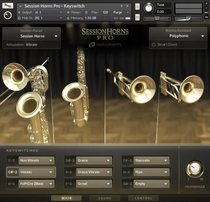 Native Instruments Session Horns Pro interface