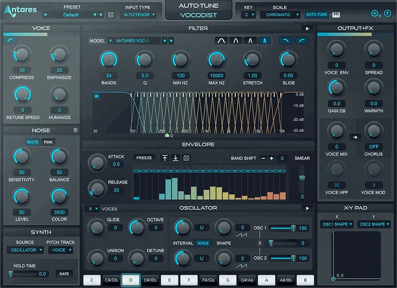 Antares AutoTune Vocodist interface