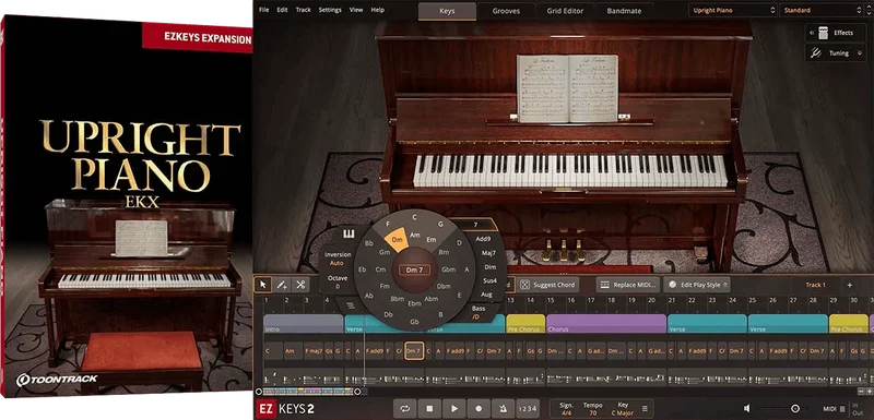 Toontrack EKX: Upright Piano interface