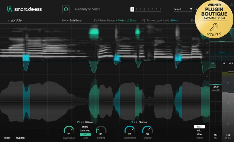 sonible smart:deess + 1 FREE sonible Product interface