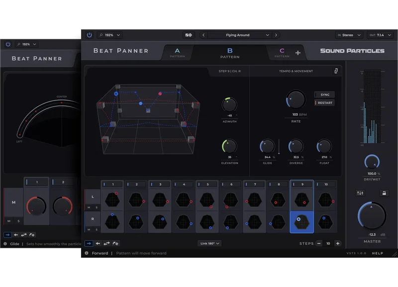 Sound Particles Beat Panner interface