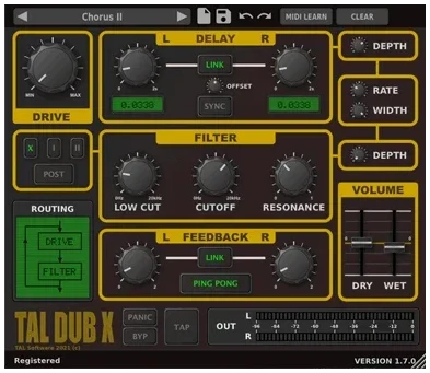 TAL Dub-X Delay interface
