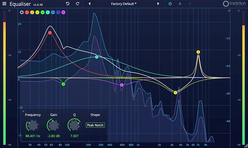 Tracktion DAW Essentials Equaliser interface