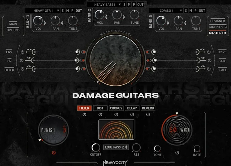 Heavyocity Damage Guitars interface