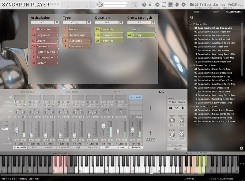 VSL Synchron Woodwinds interface