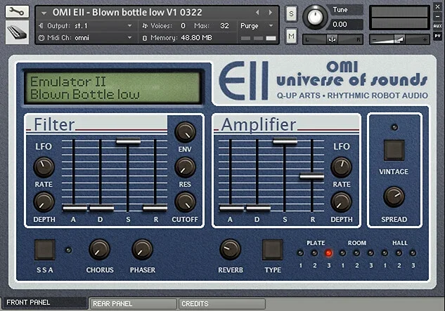 Q Up Arts OMI EII Universe of Sounds V1 interface