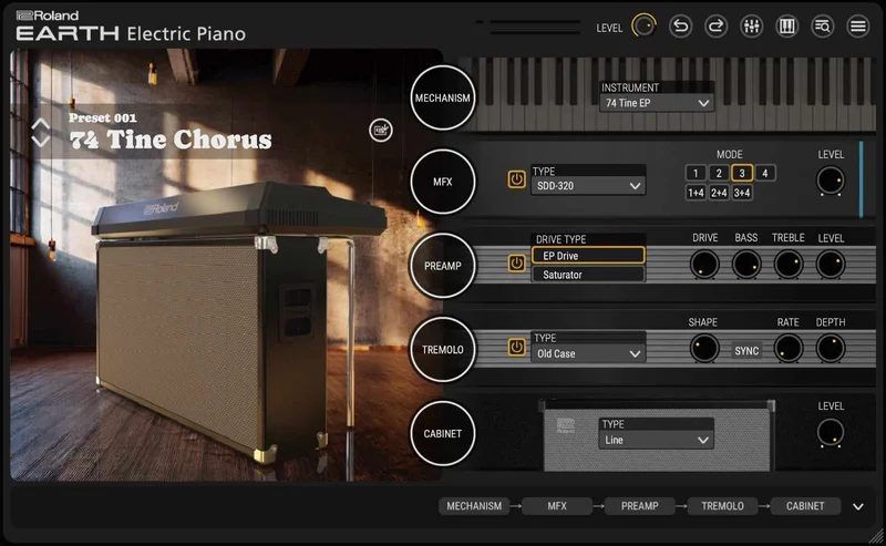Roland Earth Electric Piano interface