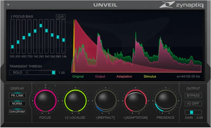Zynaptiq Unveil [Education] interface