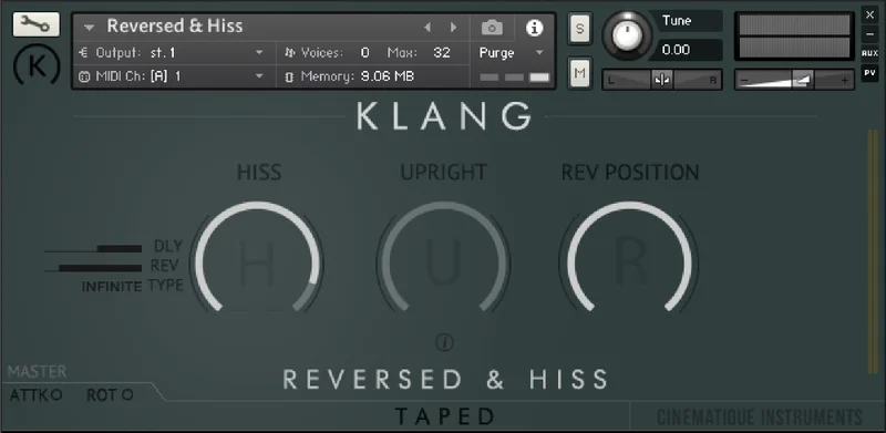 KLANG TAPED: Reversed & Hiss interface