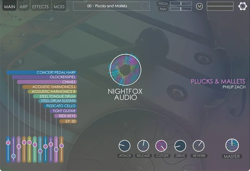Nightfox Audio Plucks & Mallets interface