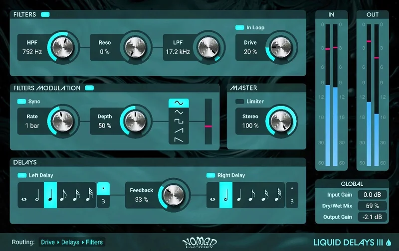 Nomad Factory Liquid Delays III interface