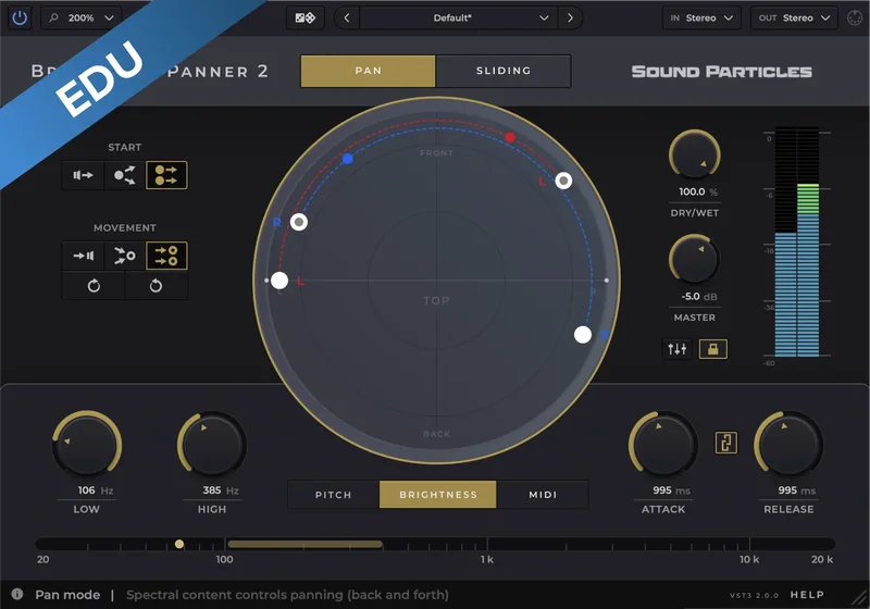 Sound Particles Brightness Panner 2 | Educational Version interface