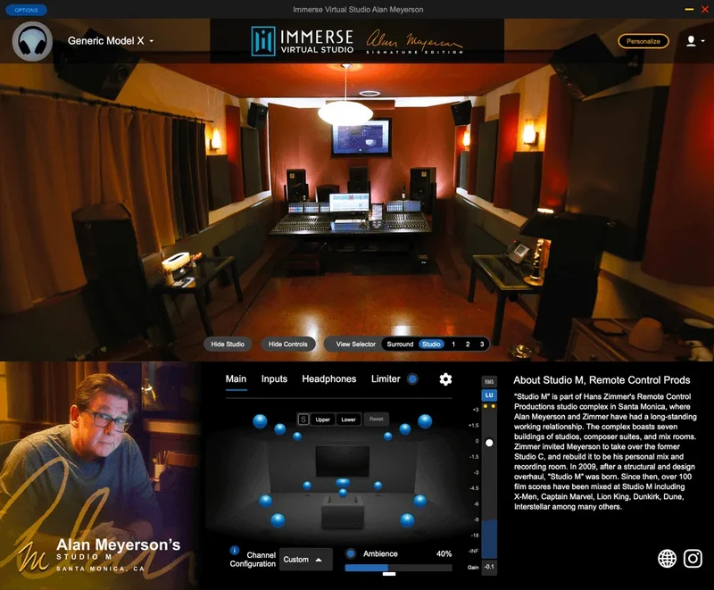 Embody Immerse Virtual Studio Signature Edition Alan Meyerson interface