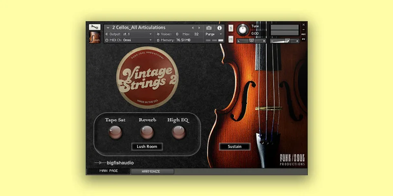 Big Fish Audio Vintage Strings 2 interface