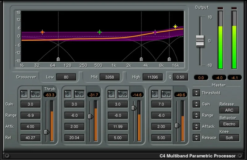 Waves C4 Multiband Compressor interface