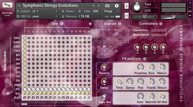 Spitfire Audio Spitfire Symphonic Strings Evolutions interface