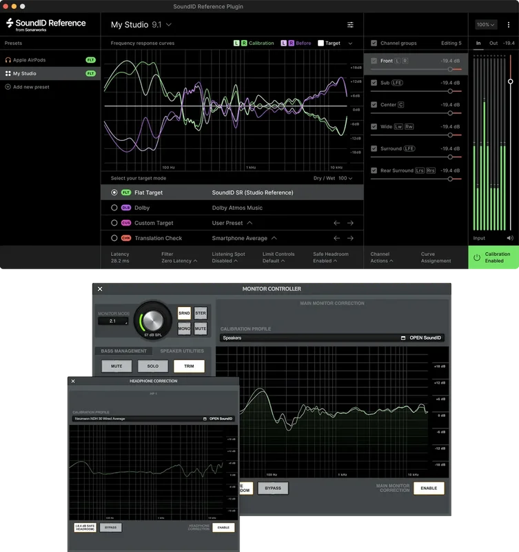 Sonarworks SoundID Reference for Multichannel + Apollo Monitor Correction Add-On interface