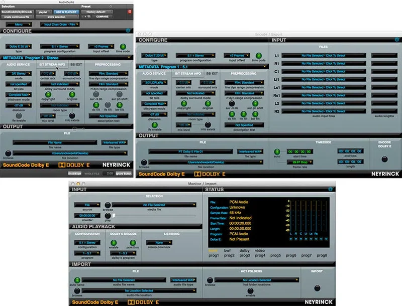 Neyrinck SoundCode For Dolby E Bundle interface