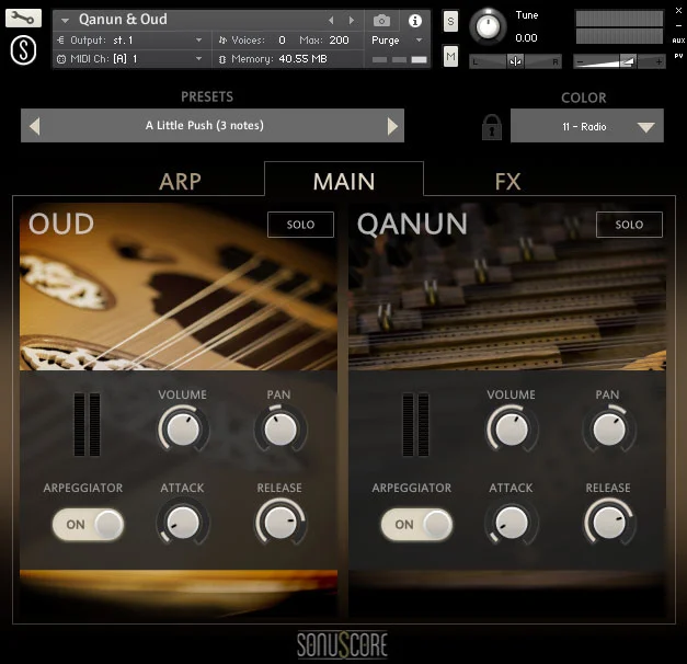 Sonuscore Origins Vol 4: Oud and Qanun interface