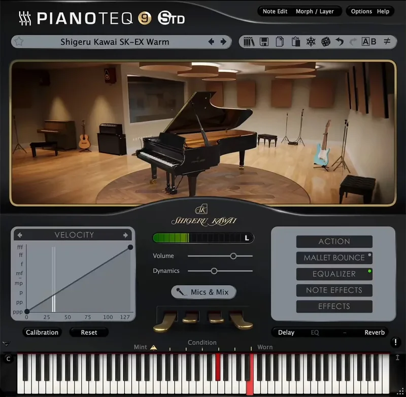 Modartt Pianoteq Instrument Pack: Shigeru Kawai SK-EX interface