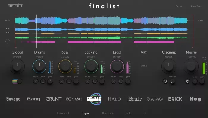 Tim Exile Finalist interface