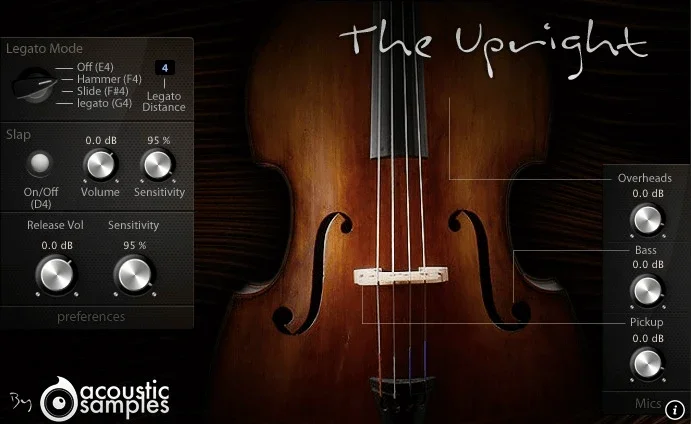 Acousticsamples The Upright interface