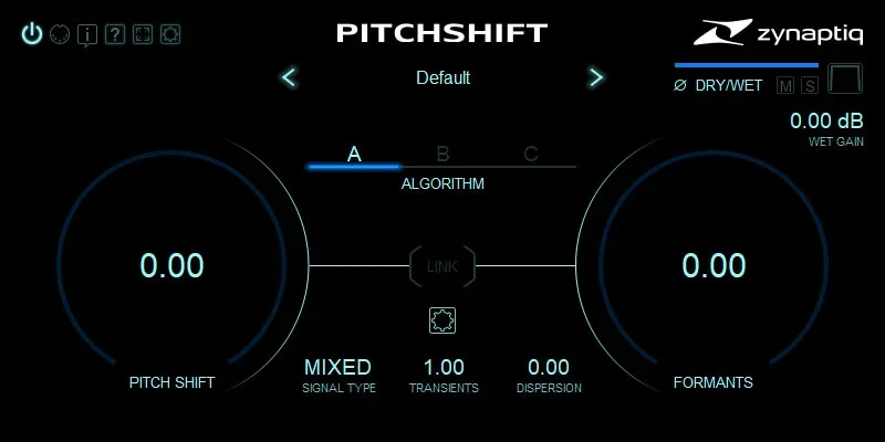 Zynaptiq Pitchshift interface