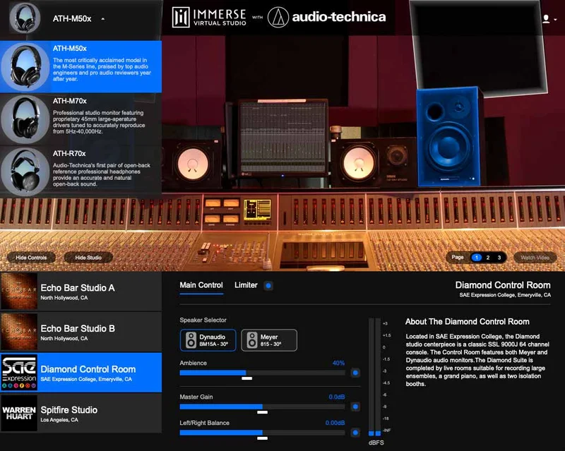 Embody Immerse Virtual Studio | Audio-Technica interface