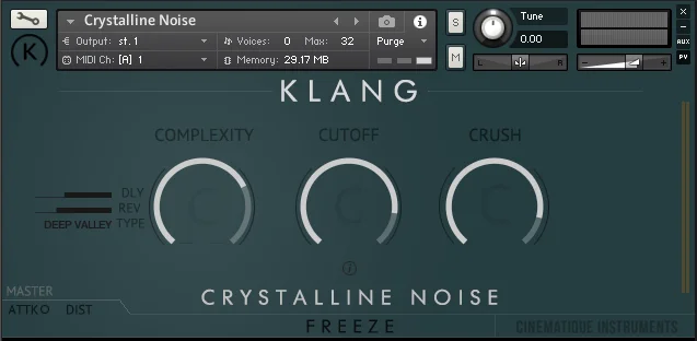 KLANG FREEZE: Crystalline Noise interface