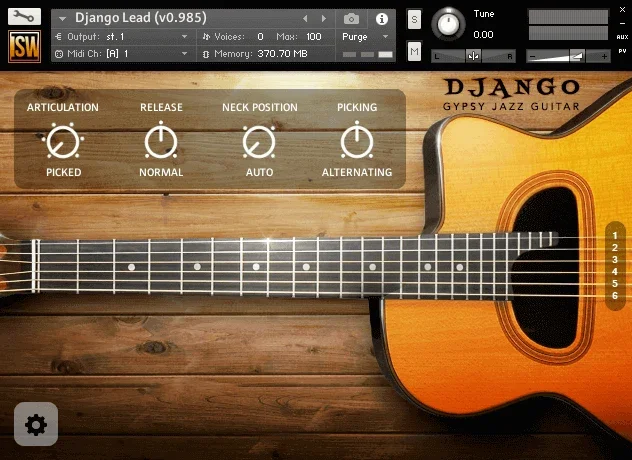 Impact Soundworks DJANGO - Gypsy Jazz Guitar interface