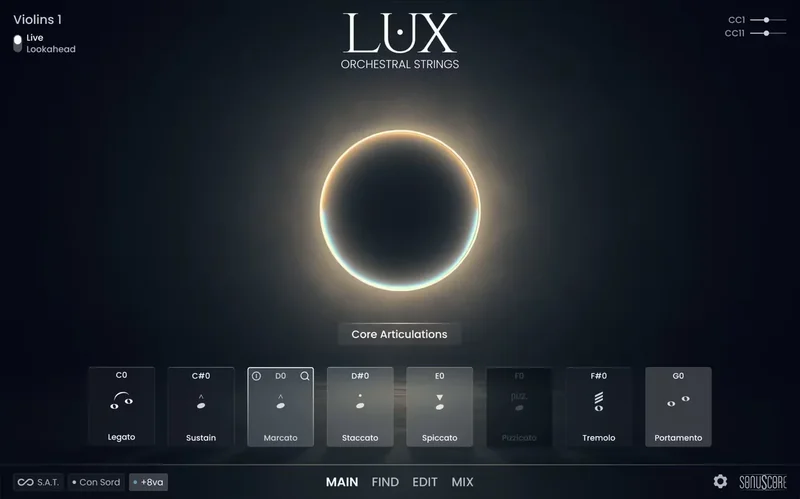 BOOM Library Sonuscore LUX Orchestral Strings interface