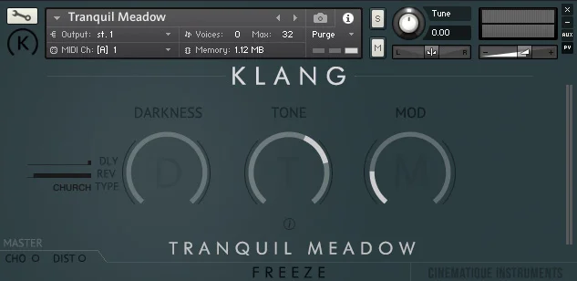 KLANG FREEZE: Tranquil Meadow interface
