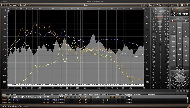 HOFA IQ Series Analyzer V2 App interface