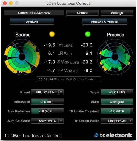 TC Electronic LC6N - Loudness Corrector interface