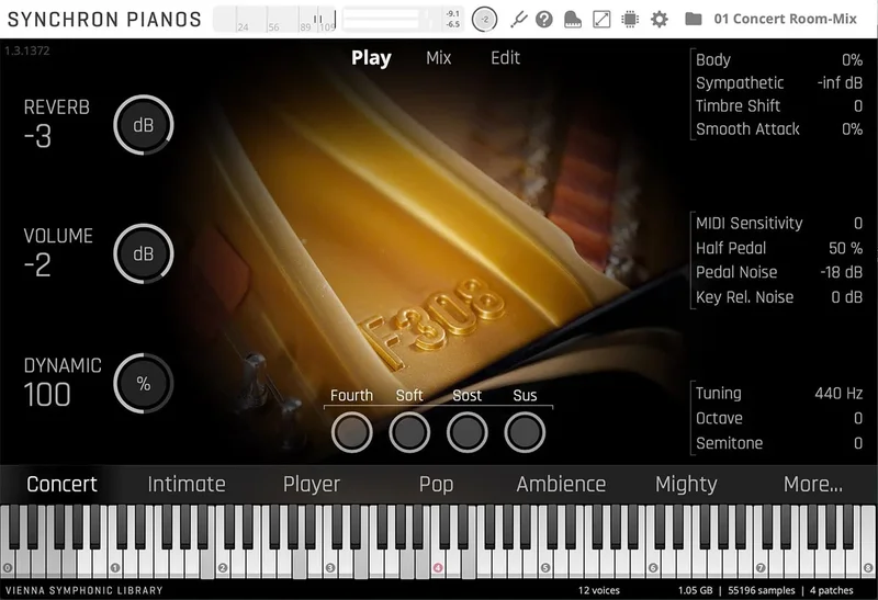 VSL Synchron Fazioli 308 Essentials interface