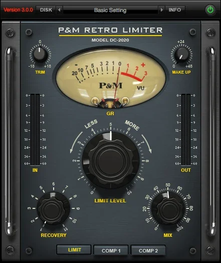 Plug and Mix Retro Limiter interface