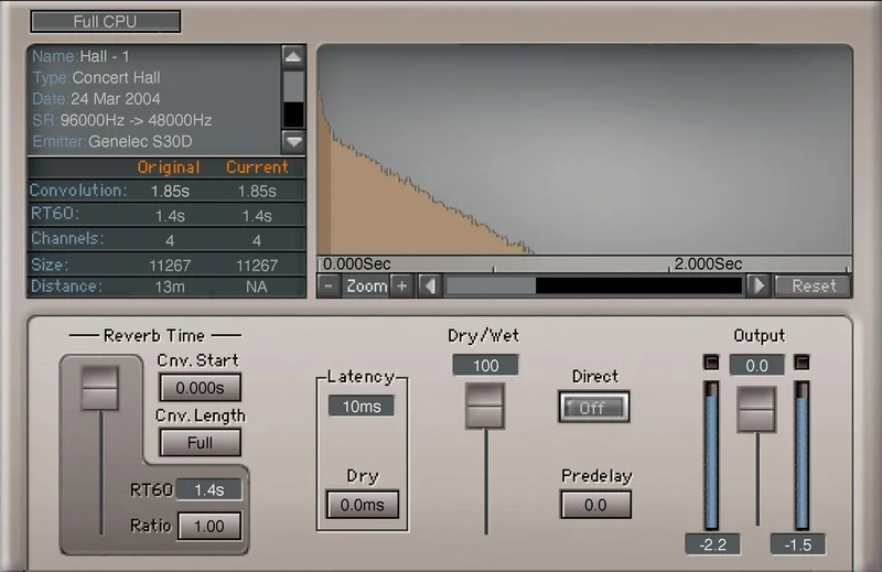 Waves IR-L Convolution Reverb interface