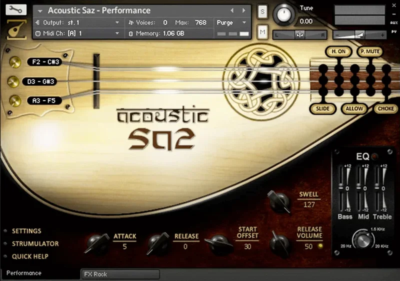 Soundiron Acoustic & Electric Saz Bundle interface