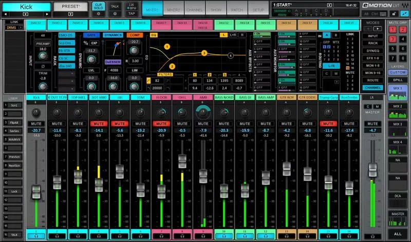 Waves eMotion LV1 Live Mixer – 16 Stereo Channels interface