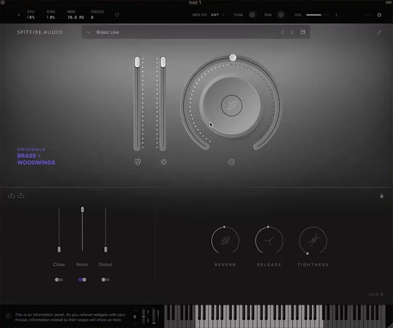 Spitfire Audio Originals Epic Brass and Woodwinds interface