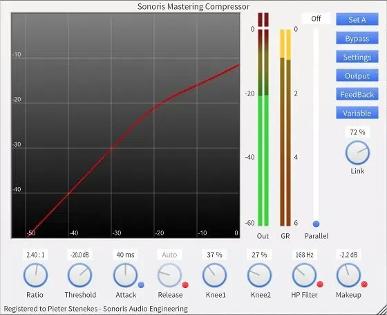 Sonoris Mastering Compressor interface