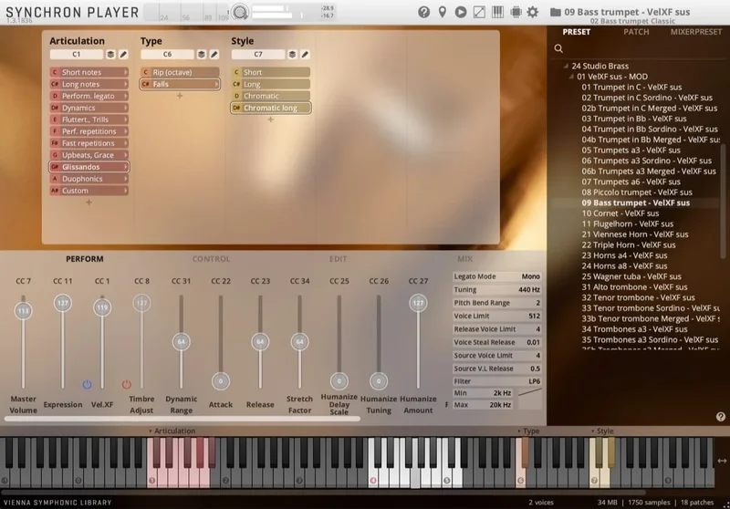 VSL Studio Special Brass: Bass Trumpet interface