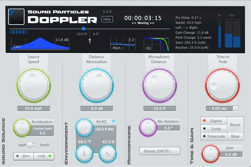 Sound Particles Doppler [Education] interface