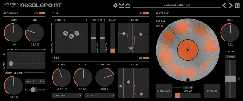 Unfiltered Audio Needlepoint interface